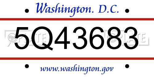 5Q43683 District Of Columbia License Plate