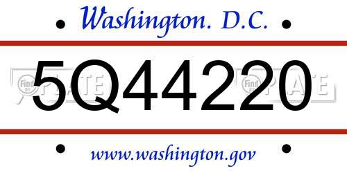 5Q44220 District Of Columbia License Plate
