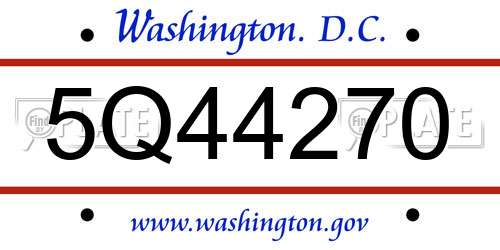 5Q44270 District Of Columbia License Plate