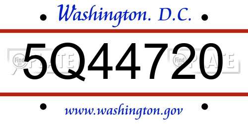 5Q44720 District Of Columbia License Plate