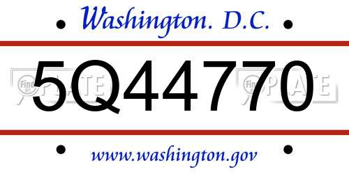 5Q44770 District Of Columbia License Plate