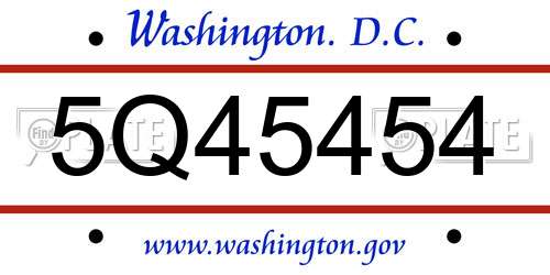 5Q45454 District Of Columbia License Plate