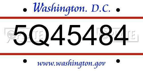 5Q45484 District Of Columbia License Plate