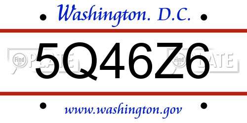5Q46Z6 District Of Columbia License Plate