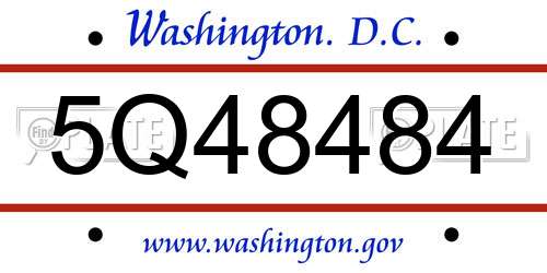 5Q48484 District Of Columbia License Plate