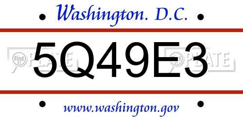 5Q49E3 District Of Columbia License Plate