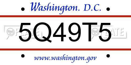 5Q49T5 District Of Columbia License Plate