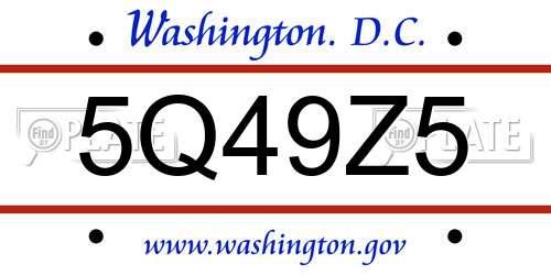 5Q49Z5 District Of Columbia License Plate