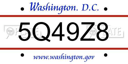 5Q49Z8 District Of Columbia License Plate