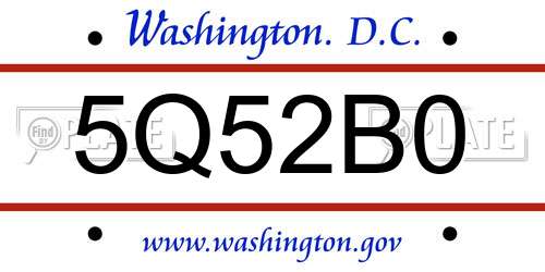 5Q52B0 District Of Columbia License Plate