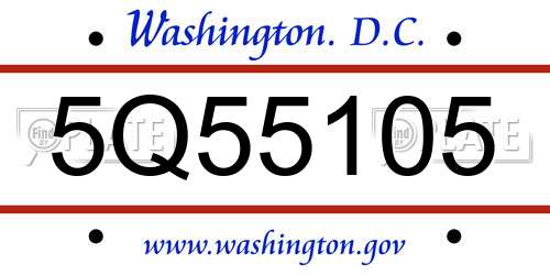 5Q55105 District Of Columbia License Plate