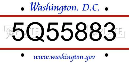 5Q55883 District Of Columbia License Plate