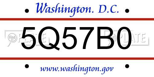 5Q57B0 District Of Columbia License Plate