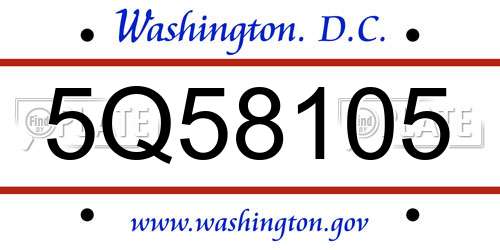 5Q58105 District Of Columbia License Plate