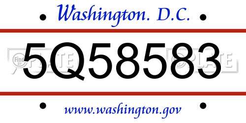 5Q58583 District Of Columbia License Plate