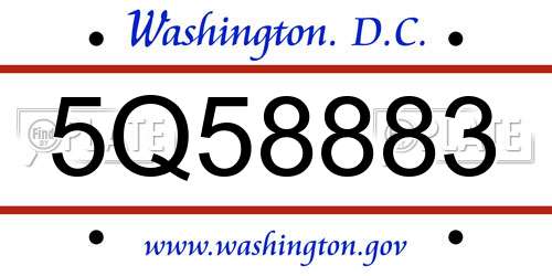 5Q58883 District Of Columbia License Plate