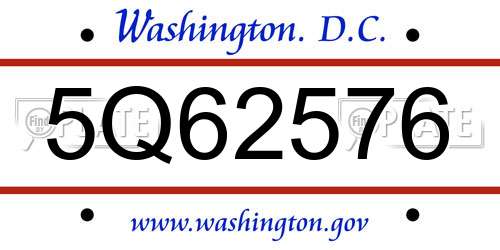 5Q62576 District Of Columbia License Plate