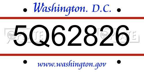5Q62826 District Of Columbia License Plate