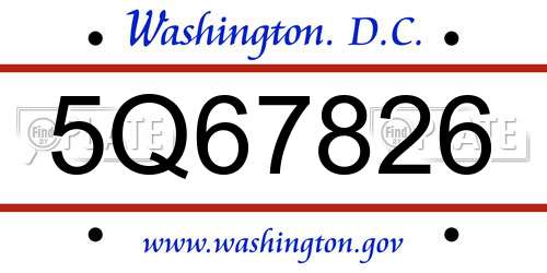 5Q67826 District Of Columbia License Plate