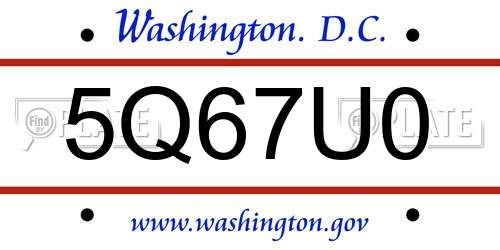 5Q67U0 District Of Columbia License Plate