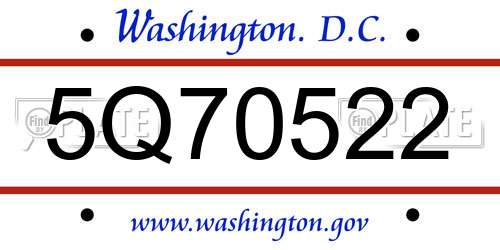 5Q70522 District Of Columbia License Plate