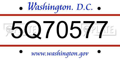 5Q70577 District Of Columbia License Plate