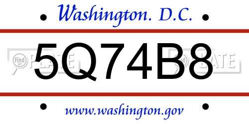 5Q74B8 District Of Columbia License Plate