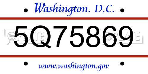 5Q75869 District Of Columbia License Plate