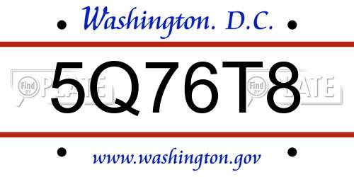 5Q76T8 District Of Columbia License Plate