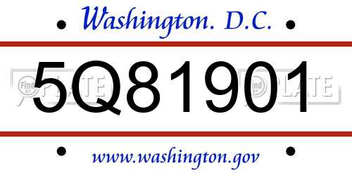 5Q81901 District Of Columbia License Plate