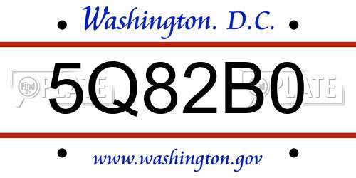 5Q82B0 District Of Columbia License Plate
