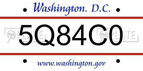 5Q84C0 District Of Columbia License Plate