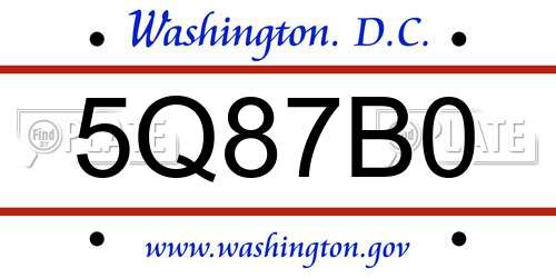 5Q87B0 District Of Columbia License Plate