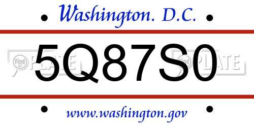 5Q87S0 District Of Columbia License Plate