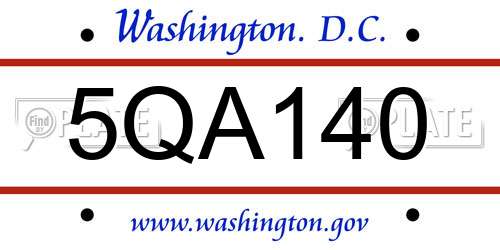 5QA140 District Of Columbia License Plate
