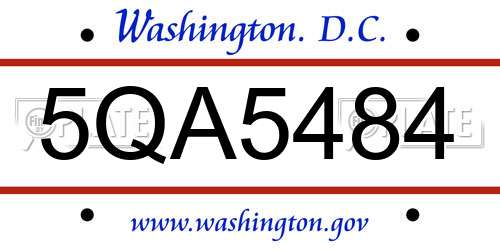 5QA5484 District Of Columbia License Plate