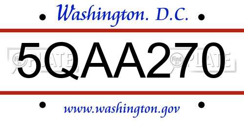 5QAA270 District Of Columbia License Plate