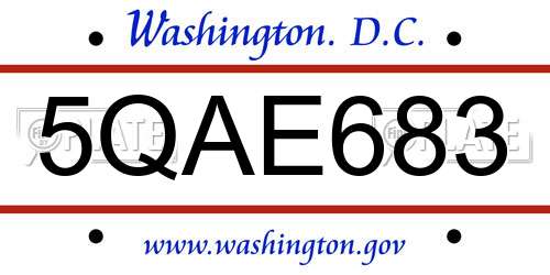 5QAE683 District Of Columbia License Plate