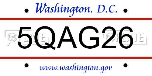 5QAG26 District Of Columbia License Plate