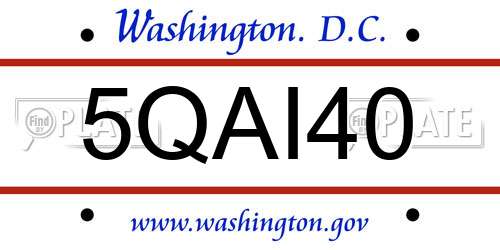 5QAI40 District Of Columbia License Plate