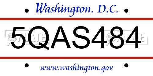5QAS484 District Of Columbia License Plate