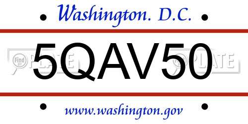 5QAV50 District Of Columbia License Plate