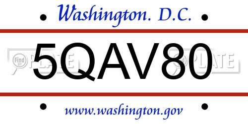 5QAV80 District Of Columbia License Plate