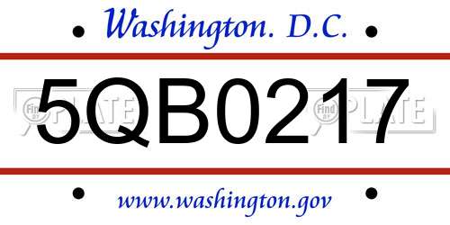 5QB0217 District Of Columbia License Plate