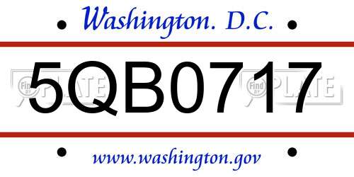 5QB0717 District Of Columbia License Plate