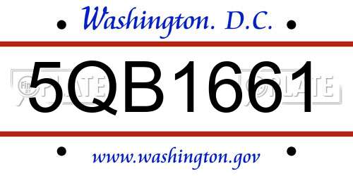 5QB1661 District Of Columbia License Plate