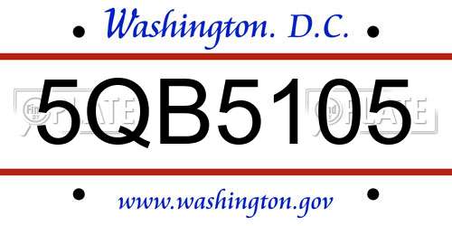 5QB5105 District Of Columbia License Plate