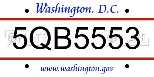 5QB5553 District Of Columbia License Plate
