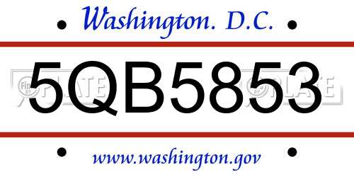 5QB5853 District Of Columbia License Plate