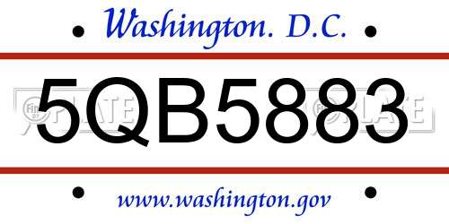 5QB5883 District Of Columbia License Plate
